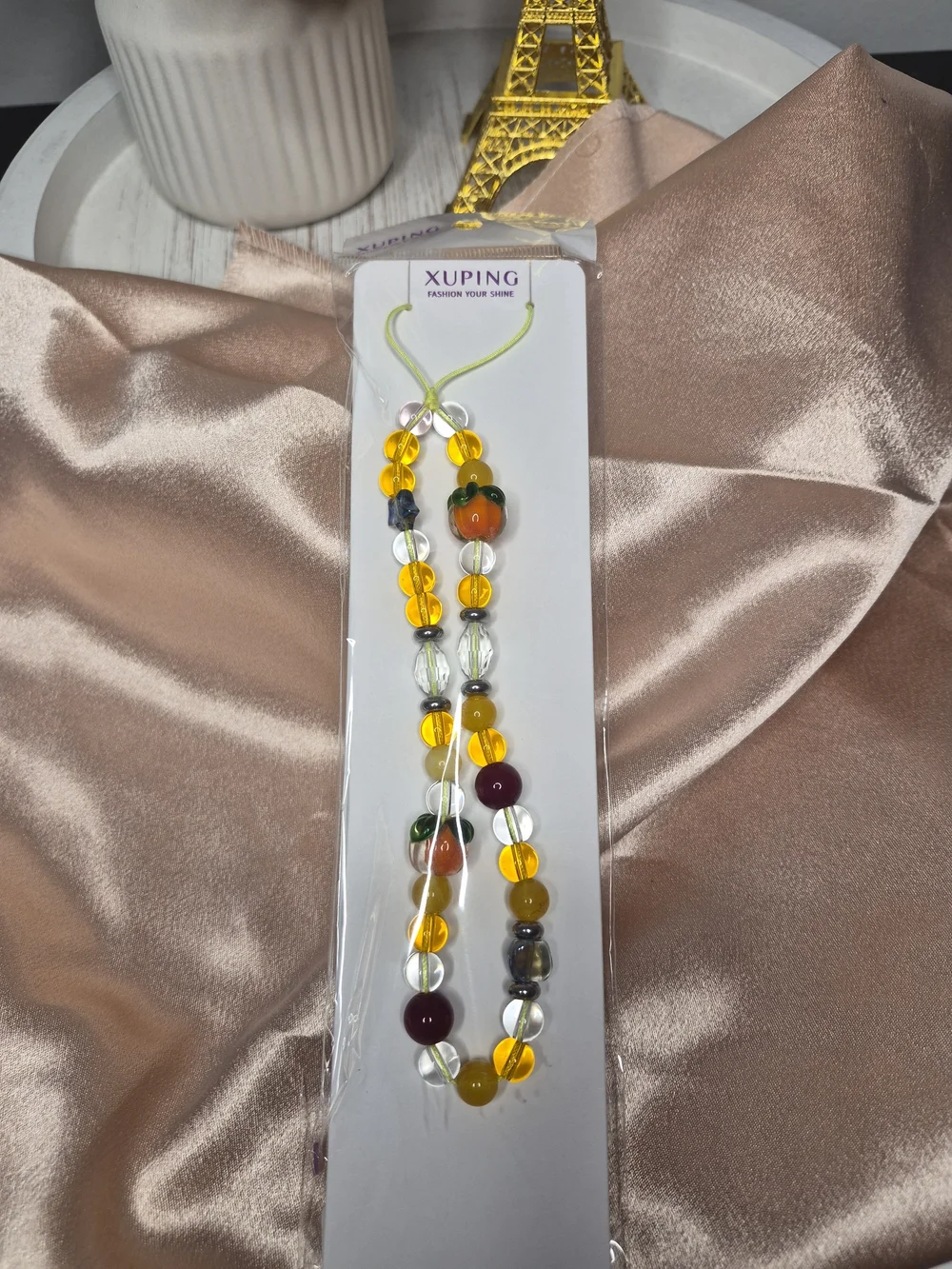 🍊✨ Orange Fruit Beaded Phone Charm Wrist Strap ✨🍊